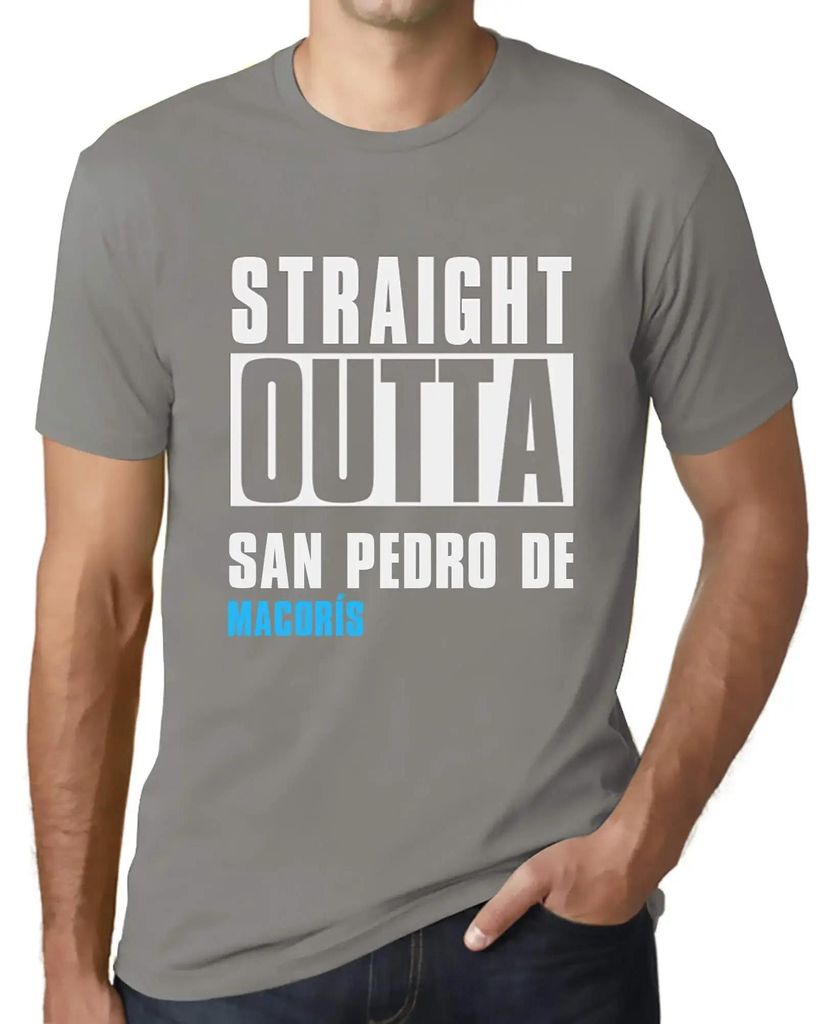 Herren Grafik T-Shirt Straight Outta San Pedro De Macorís Öko-Verantwortlich Vintage Jahrgang Kurzarm Lustige Druck Geburtstag Geschenk Mann