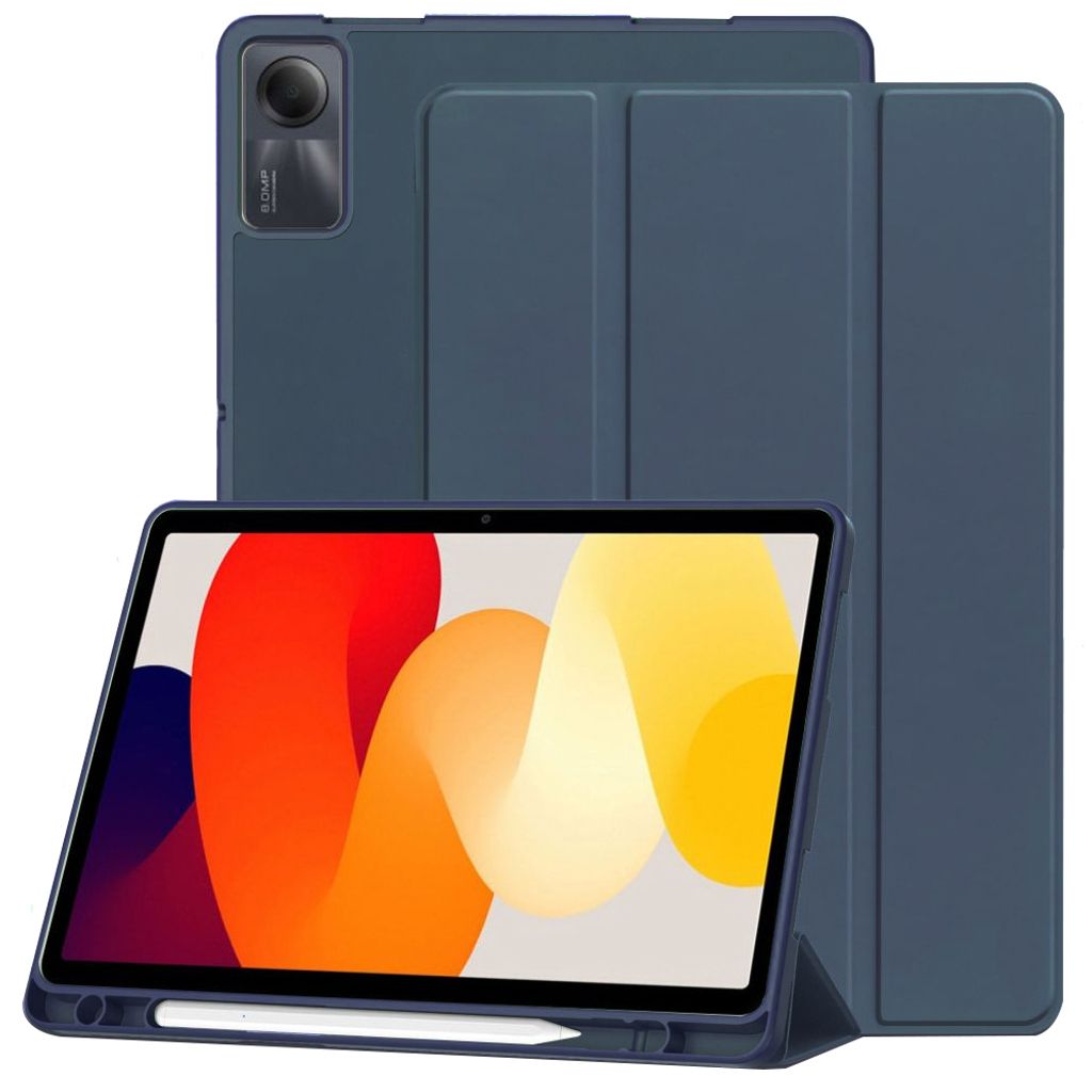 Techsuit Flex Trifold Tablet-Hülle mit Pencil-Halter für Xiaomi Redmi Pad SE - Dunkelblau