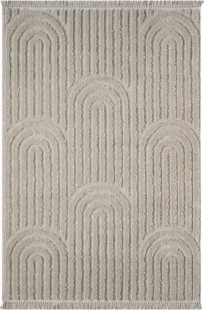 Tapis de salon beige à franges JANEIRO pour une décoration moderne chic