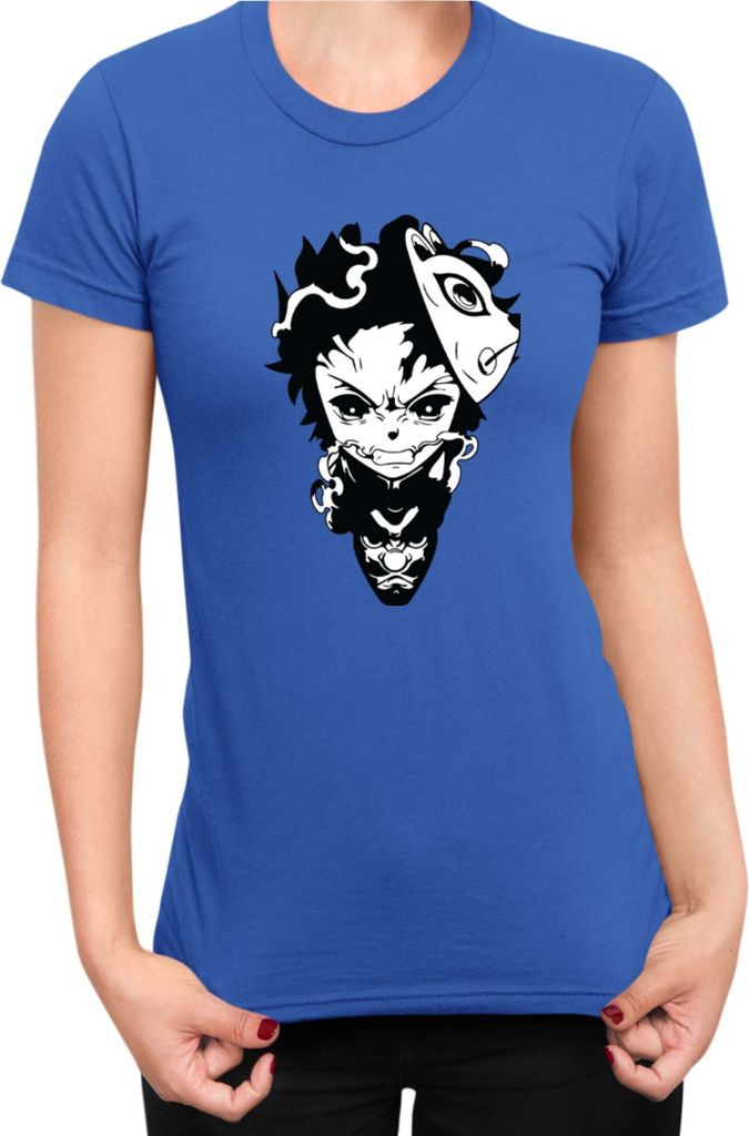 Damen T-Shirt Demon Anime Slayer Kimetsu No Yaiba Tanjiro Kamado 003, Lady M / Blau