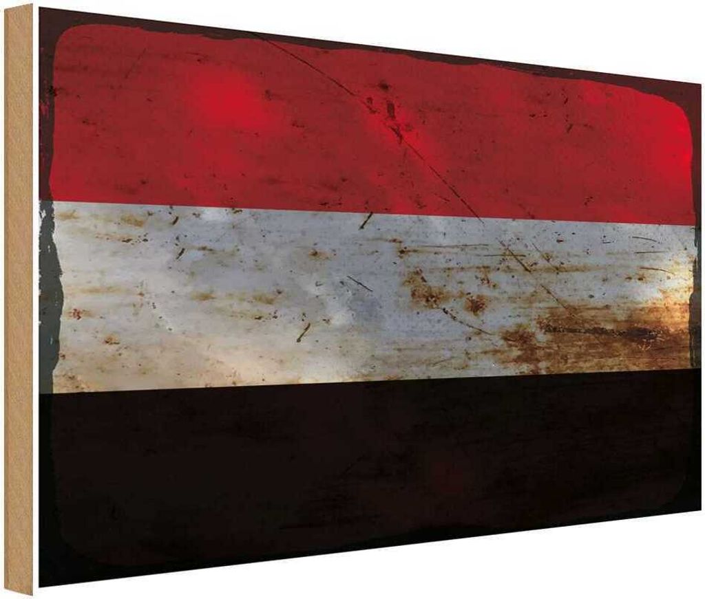 vianmo Holzschild 20x30 cm Jemen Yemen Rost Flagge Fahne Wappen
