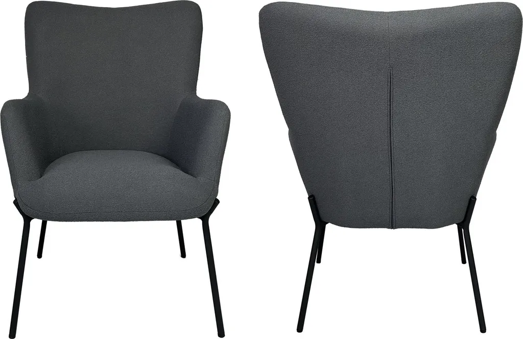 Fauteuil bouclé gris EIRA - Matière douce et texture moderne tendance