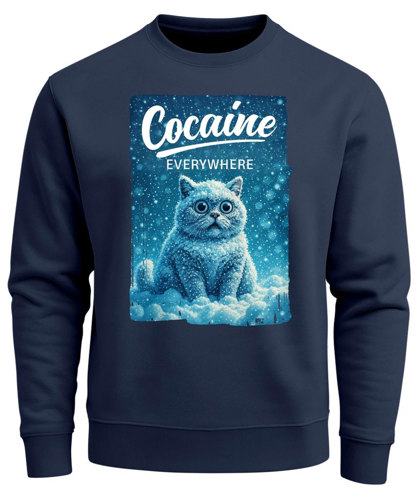 Sweatshirt Herren Grafik Print Katze Winter Schnee Printshirt Lustig Sarkasmus Pullover Fashion Streetwear Neverless