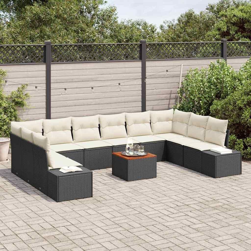 Maison Exclusive - Gartensofa-set mit Kissen 11 pcs Schwarz Poly-Rattan