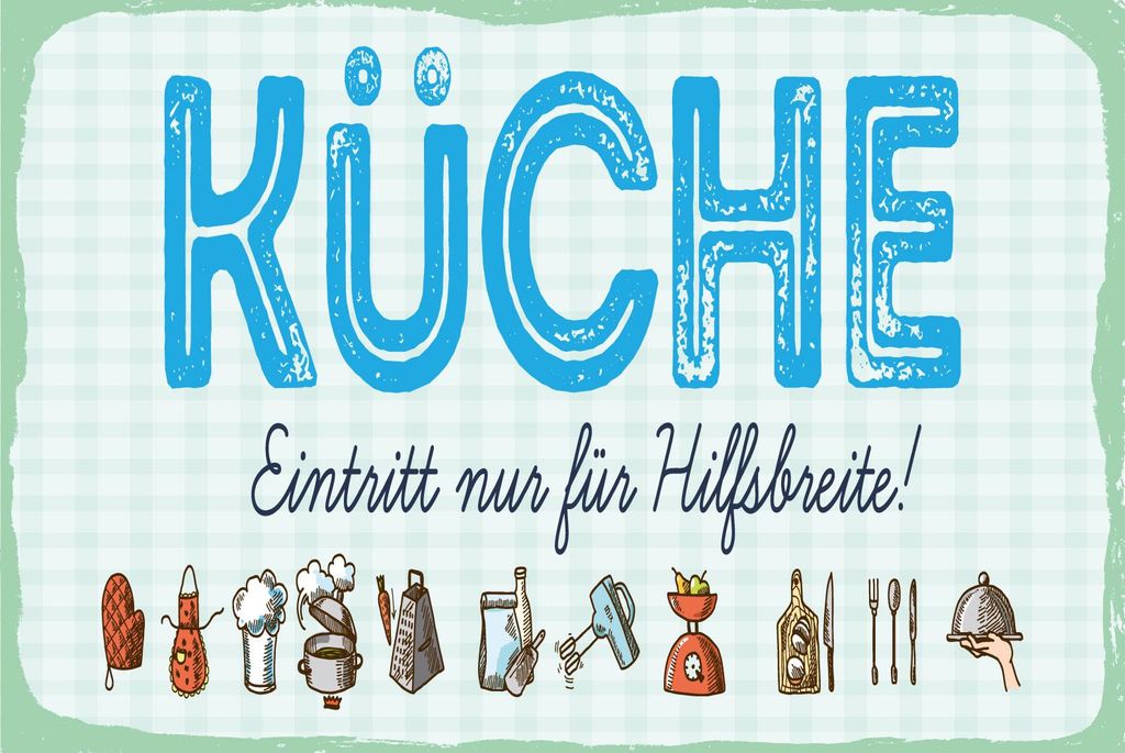 vianmo Holzschild 30x40 cm Küche Eintritt nur für Hilfsbereite blaues Schild