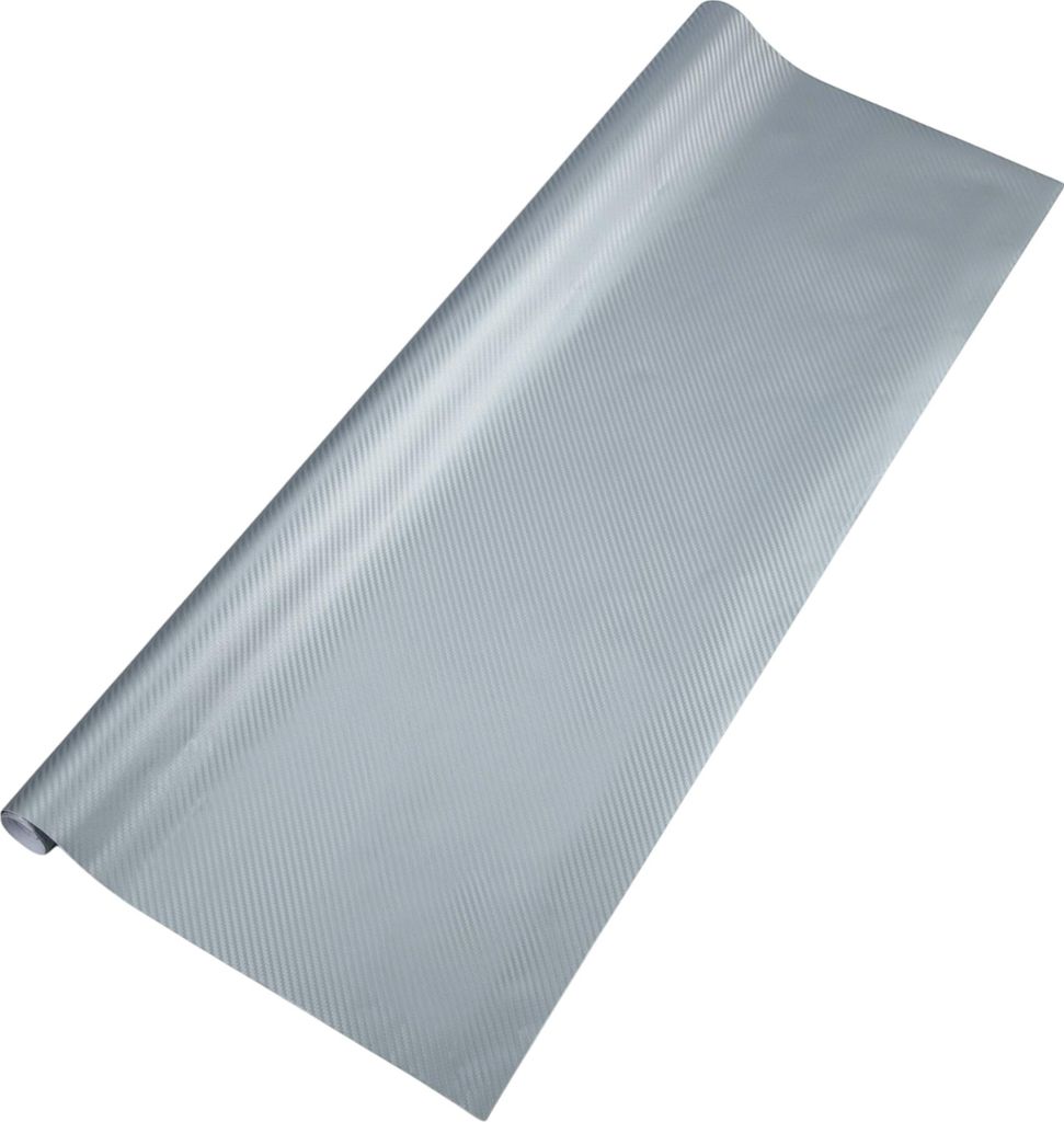 Silberfarbene Carbonfaser-Muster-Schutzfolie für Autos 2,75 Fuß x 5 Fuß Außen- und Innen-Vinylfolieabdeckung 5,5 Mil PVC 1 Stück Universal