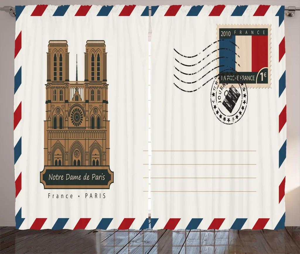 Rideau Notre Dame de Paris ABAKUHAUS 280x225cm avec Boucles Bleu Coquille