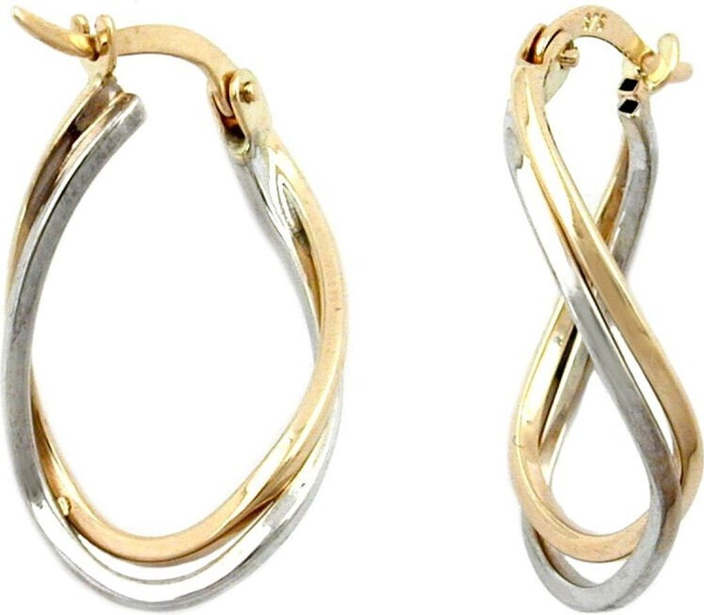 Creole Creolen Ohrringe 22mm 375 Gold bicolor rhodiniert Damen Goldohrringe