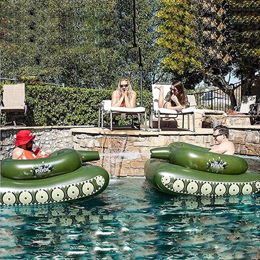 ASKSA Bouée de Piscine avec Pistolet à Eau Intégré - Jouet Gonflable Bleu