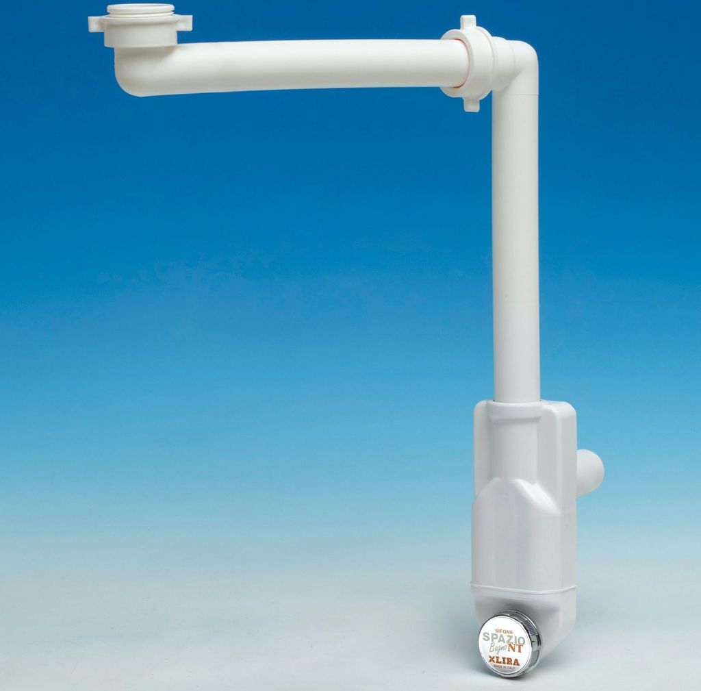 Raumspar-Siphon, Bad, Rev.-Öffnung, 32-40mm, weiß