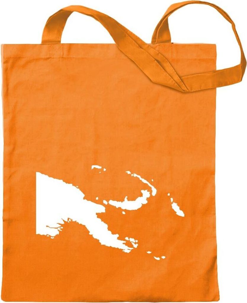 Kiwistar - Baumwolltasche - mandarin - Papua-Neuguinea Umriss - Tragetasche Stoffbeutel Umhängetasche Langer Henkel