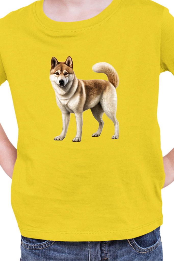 Kinder T-Shirt Dogs Breeds Akita Dog Breed 005, 3-4 Jahr - 104 / Gelb