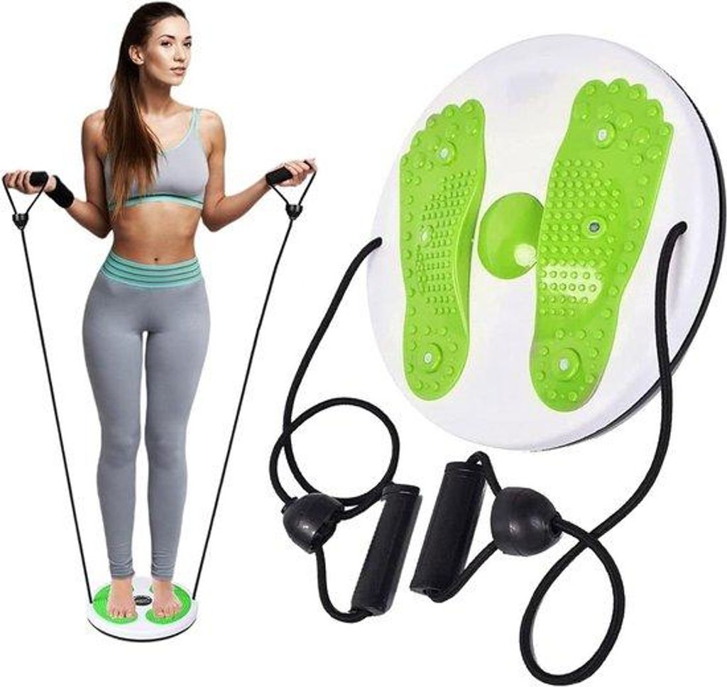 Gespanntes Seilband für Hüften und Taille - Balancebrett für Fitness und Bewegung - Heimfitnessgerät mit Fußmassage - Grün