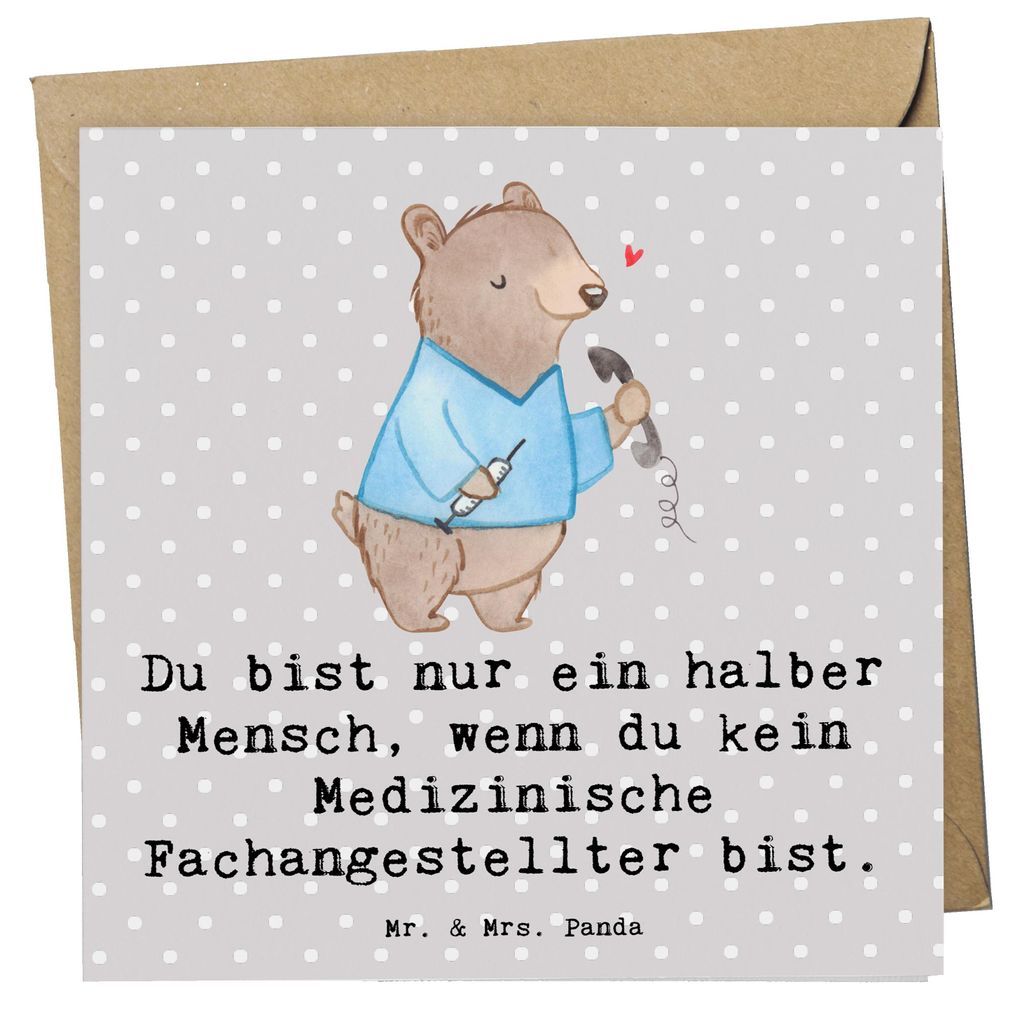 Mr. & Mrs. Panda Grußkarte Medizinische Fachangestellter Herz - Grau Pastell - Geschenk, Krankenhaus, Beruf, Glückwunschkarte, Ausbildung, Krankg...