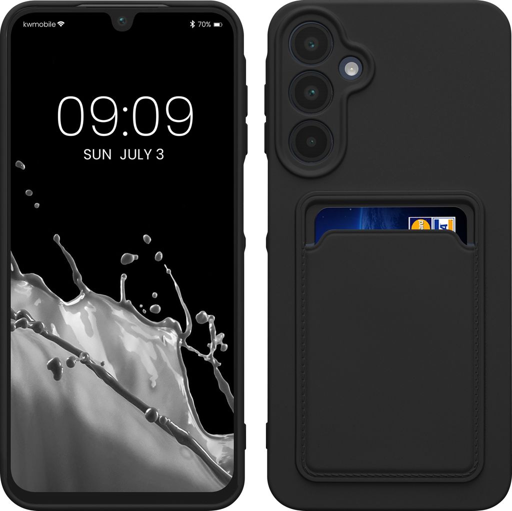 kwmobile Handyhülle kompatibel mit Samsung Galaxy A16 5G Hülle - Handy Cover mit Fach für Karten - in Schwarz