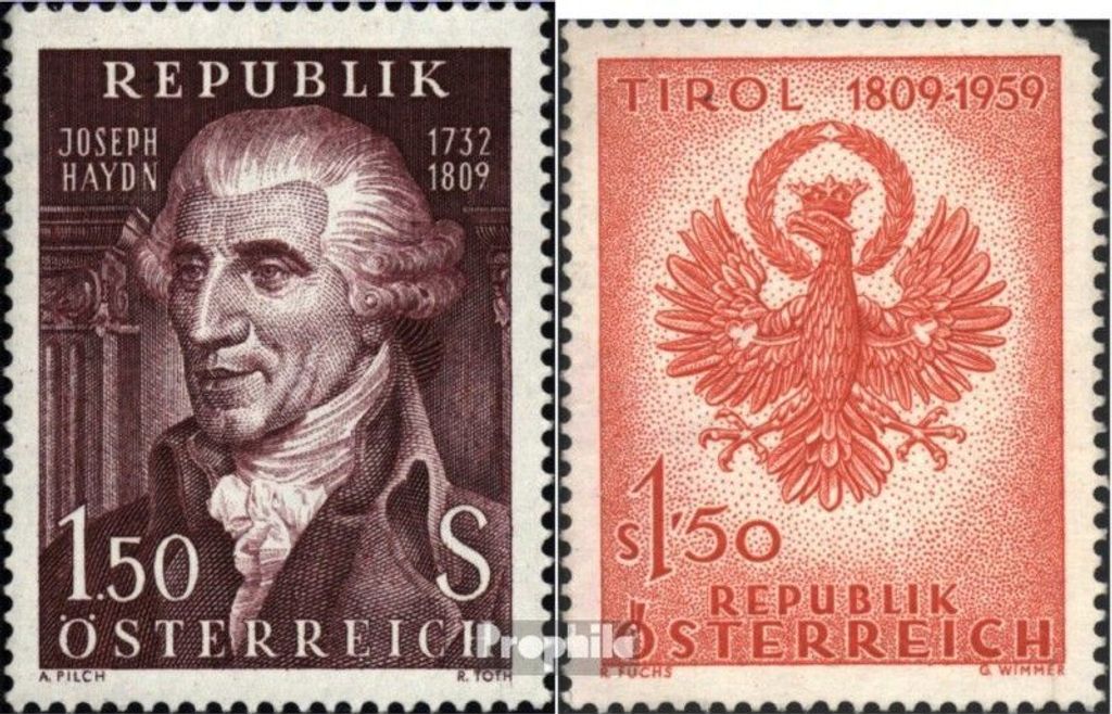 Briefmarken Österreich 1959 Mi 1066,1067 (kompl.Ausg.) postfrisch Sondermarken
