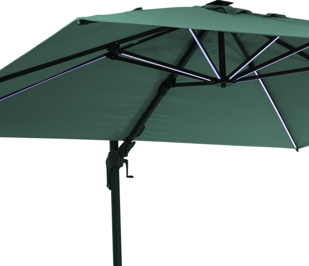 Blumfeldt Sonnenschirm für Balkon, Sonnenschirm mit Solarpanel & LED Beleuchtung, Wasserdicht & UV-Schutz, Balkon Sonnenschirm für Terrasse, Balk...