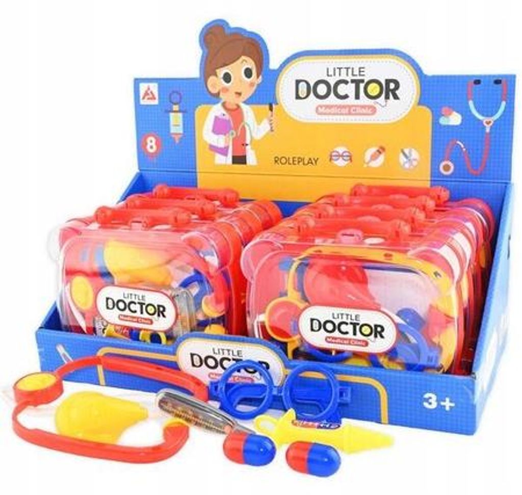 Kleiner Arztkoffer für Kinder, 6-teilig, handlich, sicher für Kinder, 19 x 16 x 5 cm