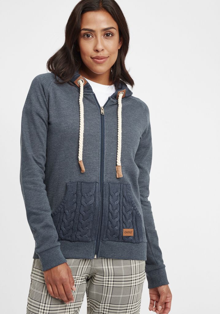 OXMO OXMatilda Damen Sweatjacke Kapuzenjacke Hoodie mit Kapuze Kängurutasche Baumwollmischung Regular fit