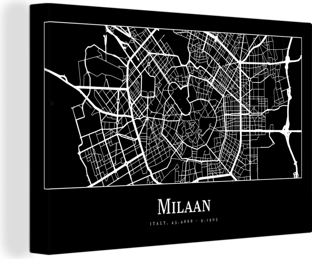 OneMillionCanvasses - Leinwandbilder - 140x90 cm, Mailand - Karte - Stadtplan, Wandbilder Kunstdruck Wanddekoration - Foto auf Leinwand - Gemäld...