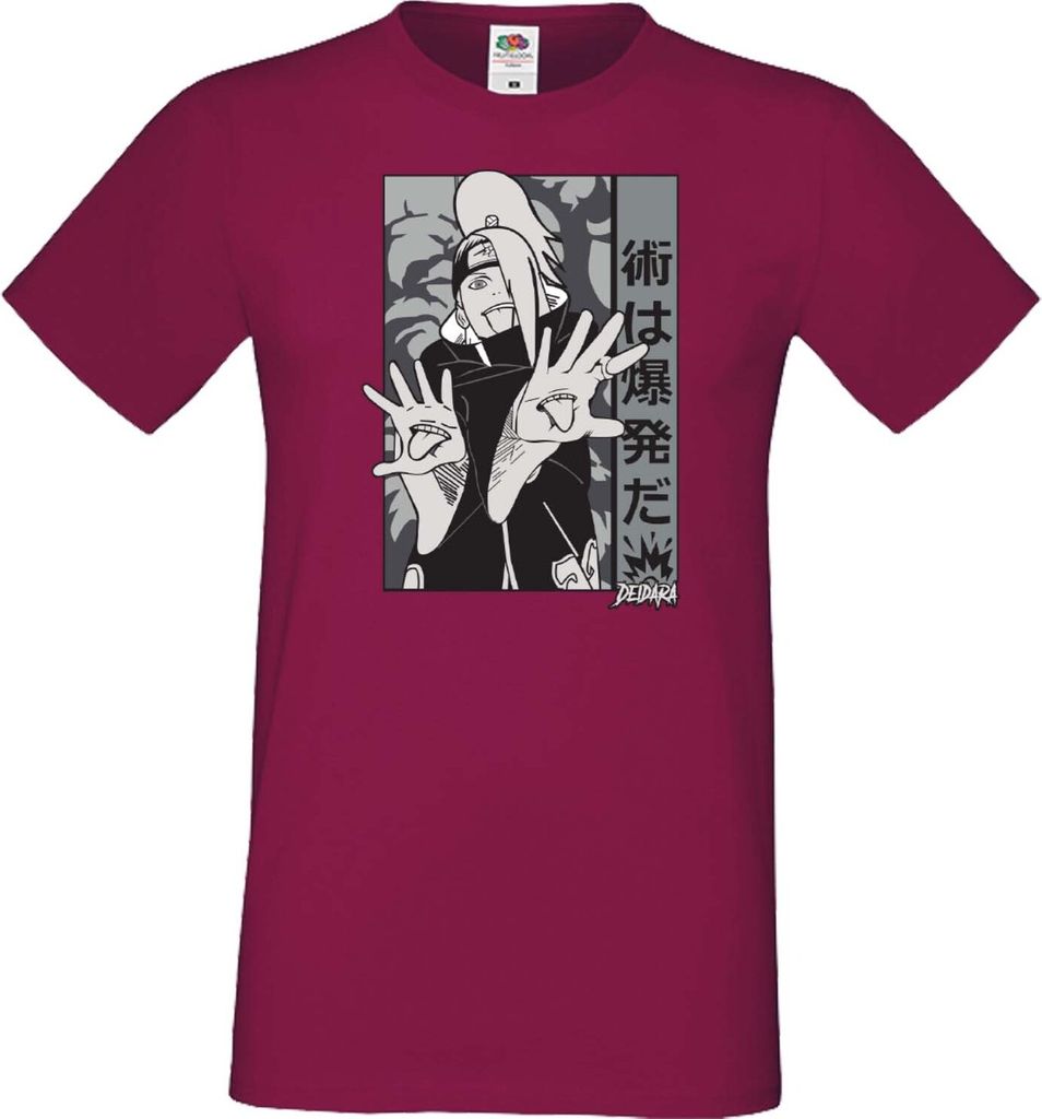 Herren T-Shirt Japan Manga Animation Comics Naruto Deidara Var-035, Man M / Burgundy