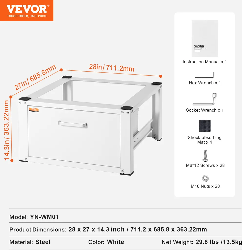 Base pour Lave-linge Anti-Vibration - Solution pour Sols Fragiles - 7