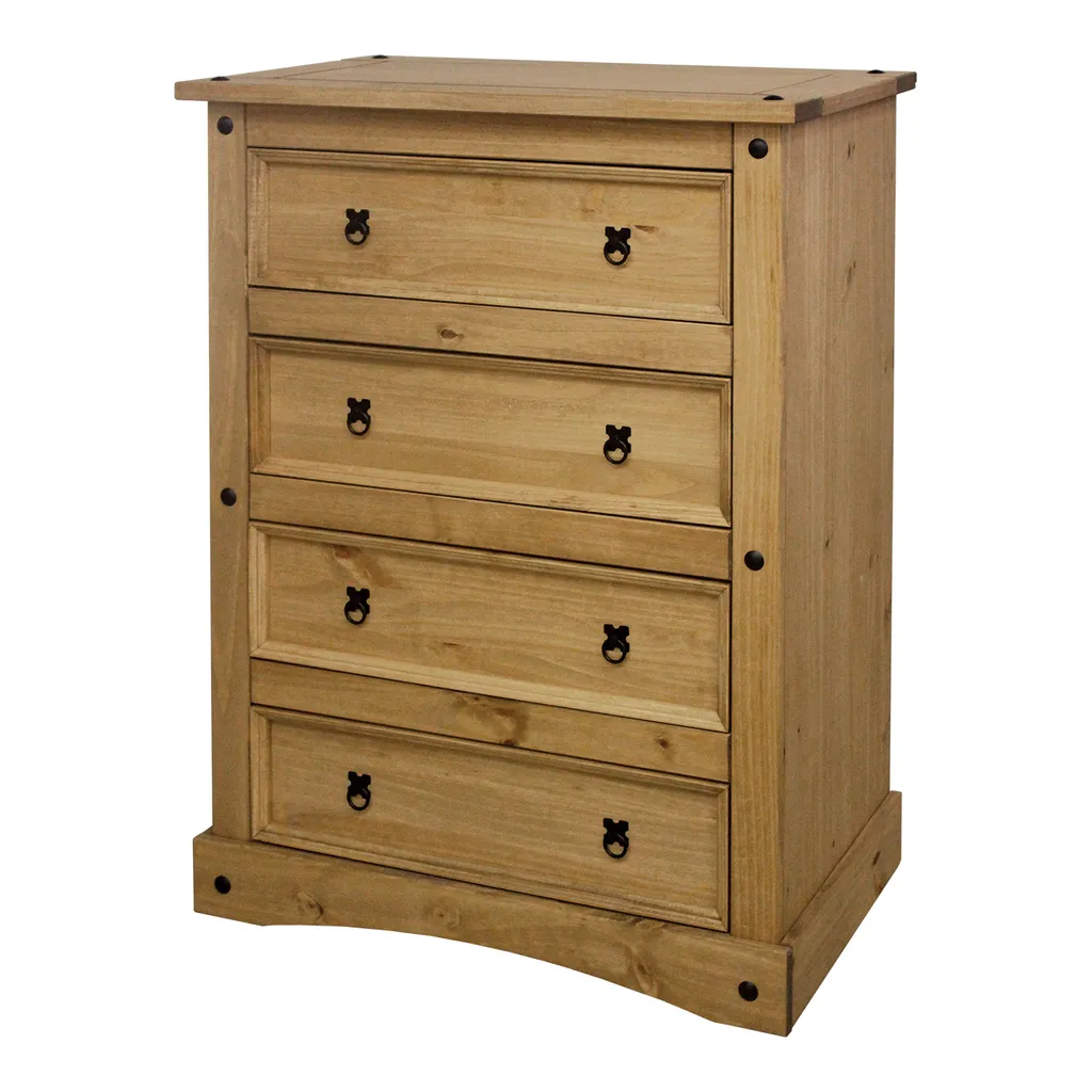 Meuble de Chambre Commode CORONA 4 Tiroirs Rangement Linge et Habits