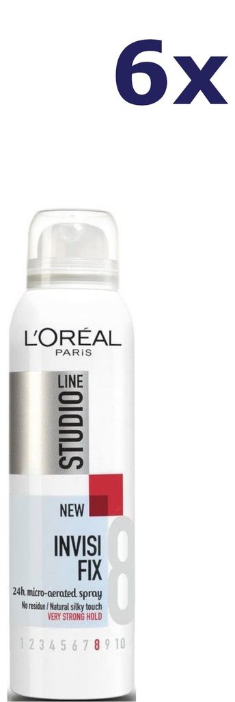 6x L'Oréal Paris Studio Line Invisi Fix 24H Haarspray 250 ml