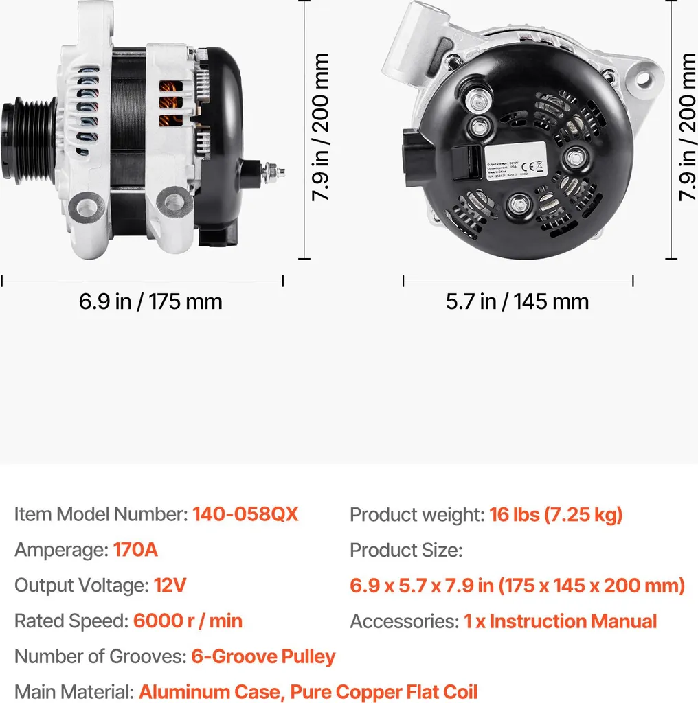 Alternatore auto SucceBuy 11252, compatibile con Buick Enclave Base 3.6L 2012-2013, Chevy Traverse LT 2009-2016, GMC Acadia SLT 2007-2015, Saturn Outlook V6 2007-2010, alternatore di ricambio per veicoli, numero di parte 25815839 - 7
