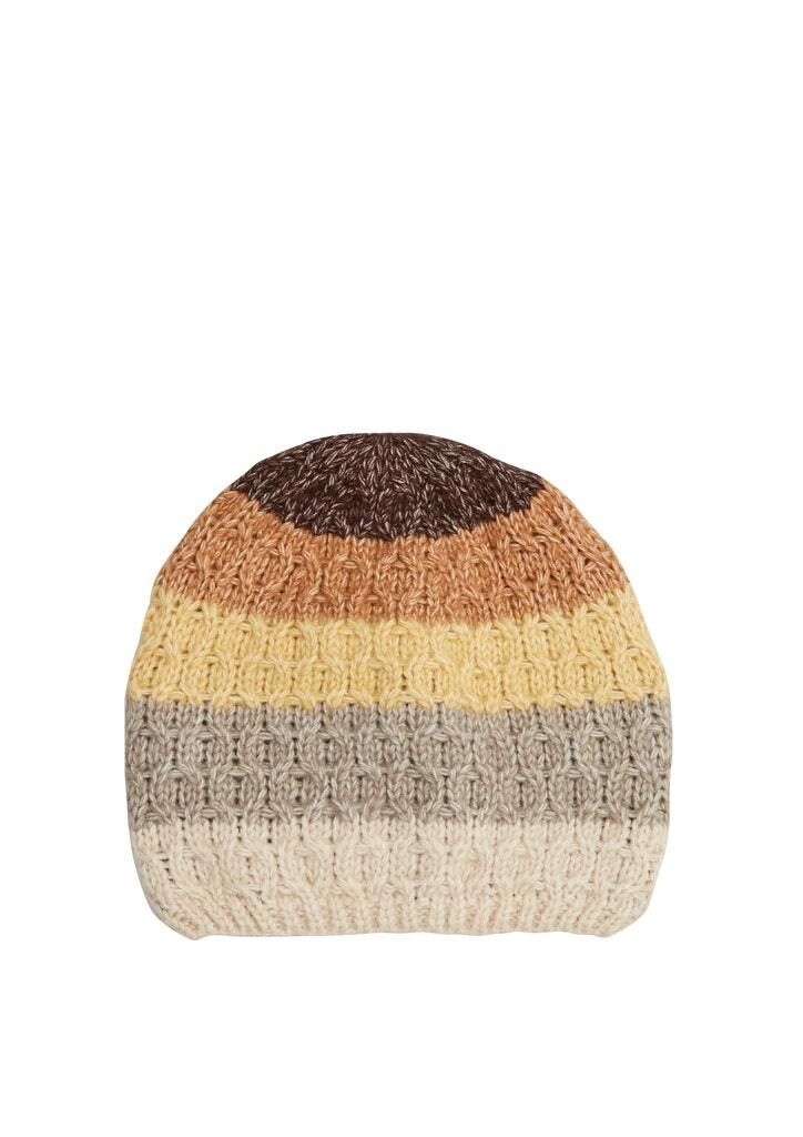s.Oliver Damen Strickmütze Mütze mit Blockstreifen Beanie 2106975, Farbe:Mokka