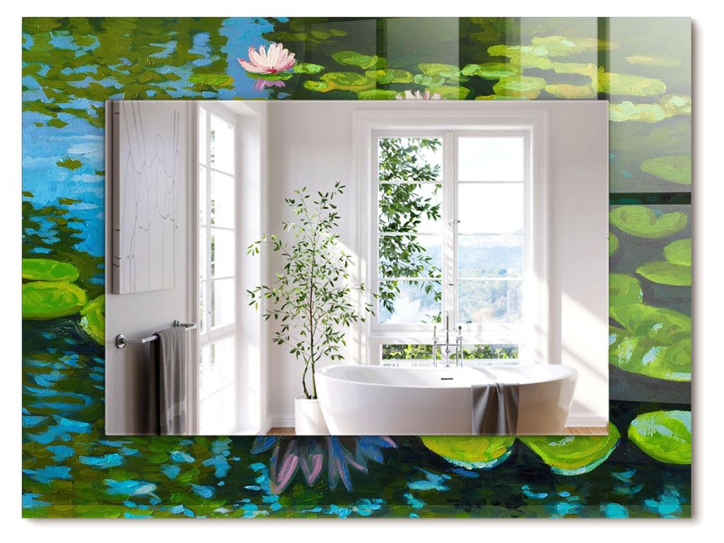 Seerosenteich – Rechteckiger Spiegel mit Druck 80x60 cm – Modern - Dekorativ für die Wand