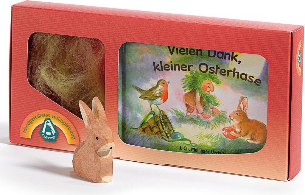 Ostheimer Vielen Dank, kleiner Osterhase Set mit Buch Produktbild 