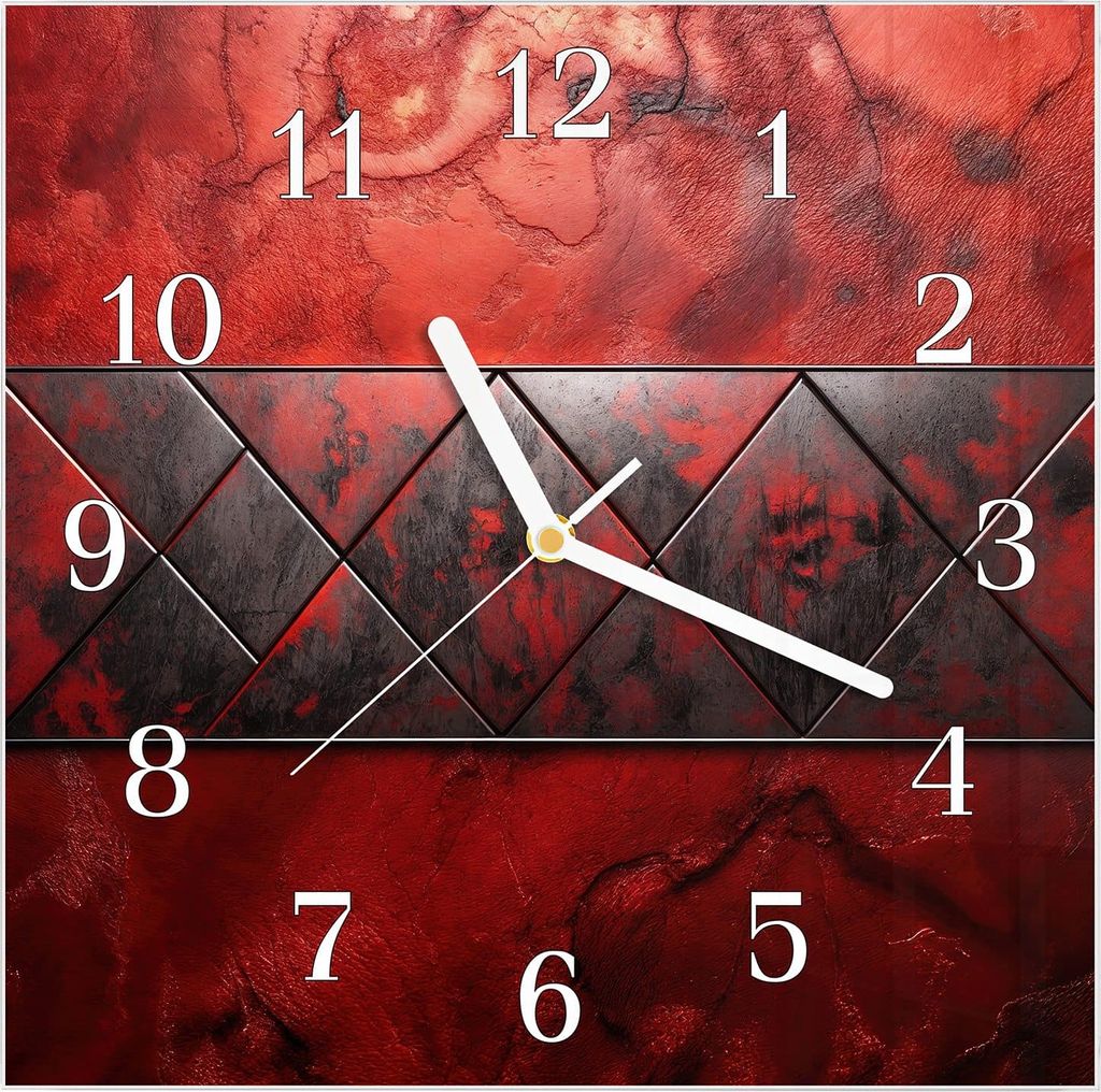 Wanduhr aus Glas mit Motiv Dunkle Muster Wand- 30 x 30 cm - inkl. Aufhängesystem