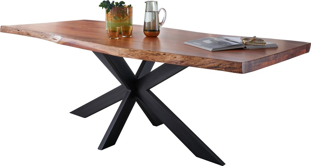 Esstisch Baumkantentisch Akazie lackiert massiv 160 x 90 cm Produktbild 