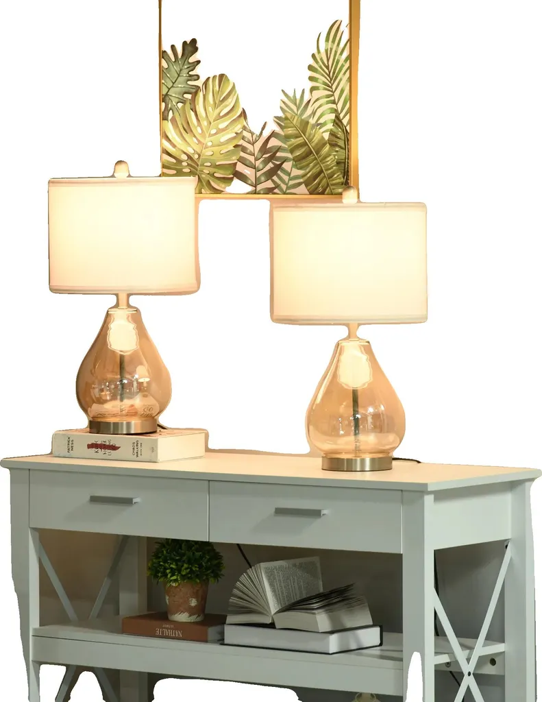 Luminaire de salon design en verre et métal douille E27 hauteur 56cm