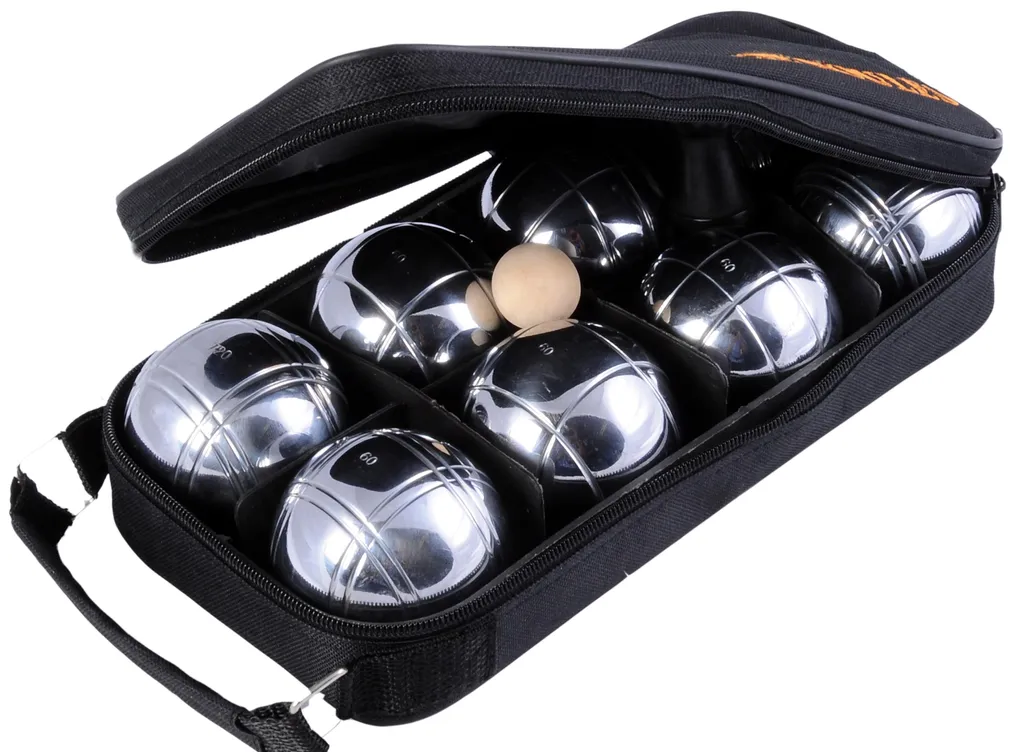 Jeu de boules de pétanque - 8 boules métal avec sacoche zip noire