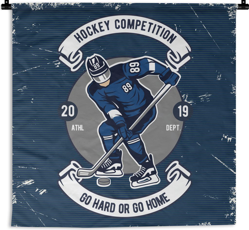 MuchoWow Wandteppich Wandbehang Eishockey - Jahrgang - Puck 150x150 cm Tapisserie Dekoration Wandtuch - Wohnaccessoires - Modernes