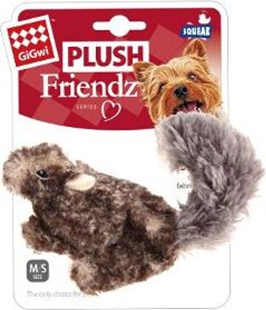Hundespielzeug GiGwi Plüsch Friendz Eichhörnchen grau Plüsch