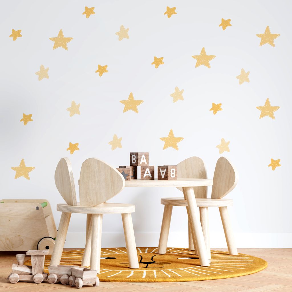Muralo Wandtattoo Wandsticker für Kinderzimmer GELBE STERNE Wanddeko Aufkleber Br. 60cm x Hö. 30cm