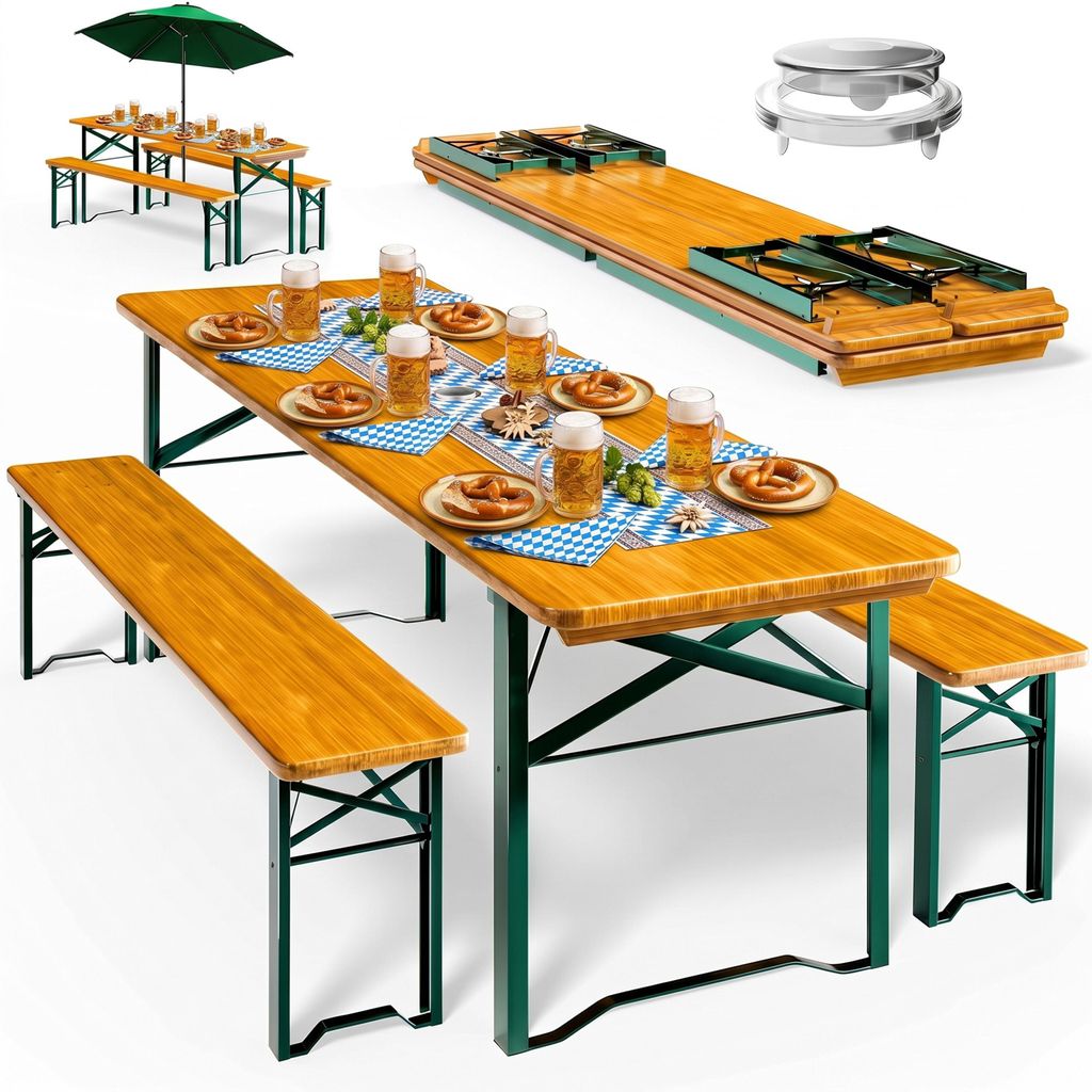 CASARIA Bierzeltgarnitur 170 cm für 8 Personen 3-teilig Produktbild  KI-generiertes Bild