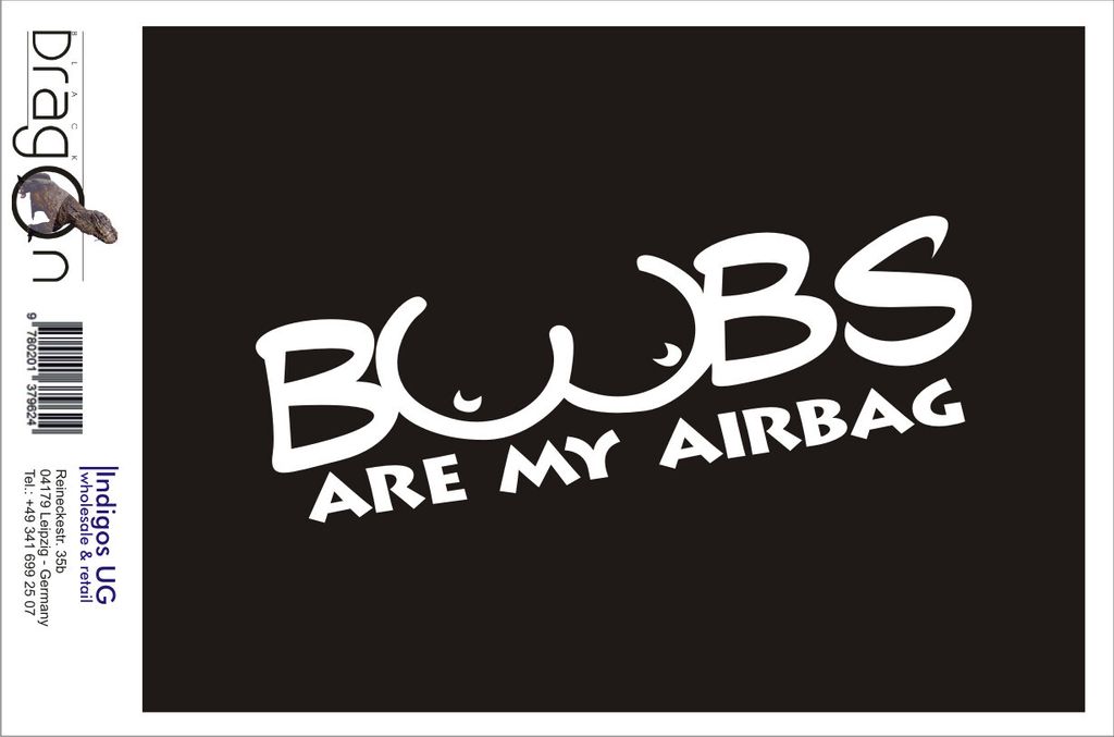 Aufkleber / Autoaufkleber - JDM / Die cut / Auto / OEM - Boobs are my Airbagy - 210X60 mm silber - Heckscheibe / Heckscheibenaufkleber