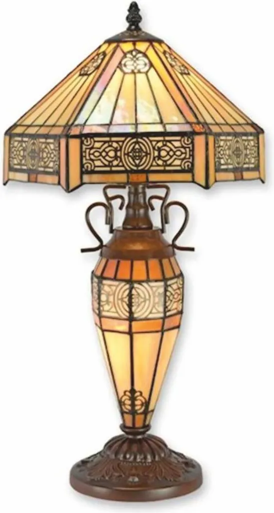 Lampe Tiffany au style classique marron et beige pour déco élégante