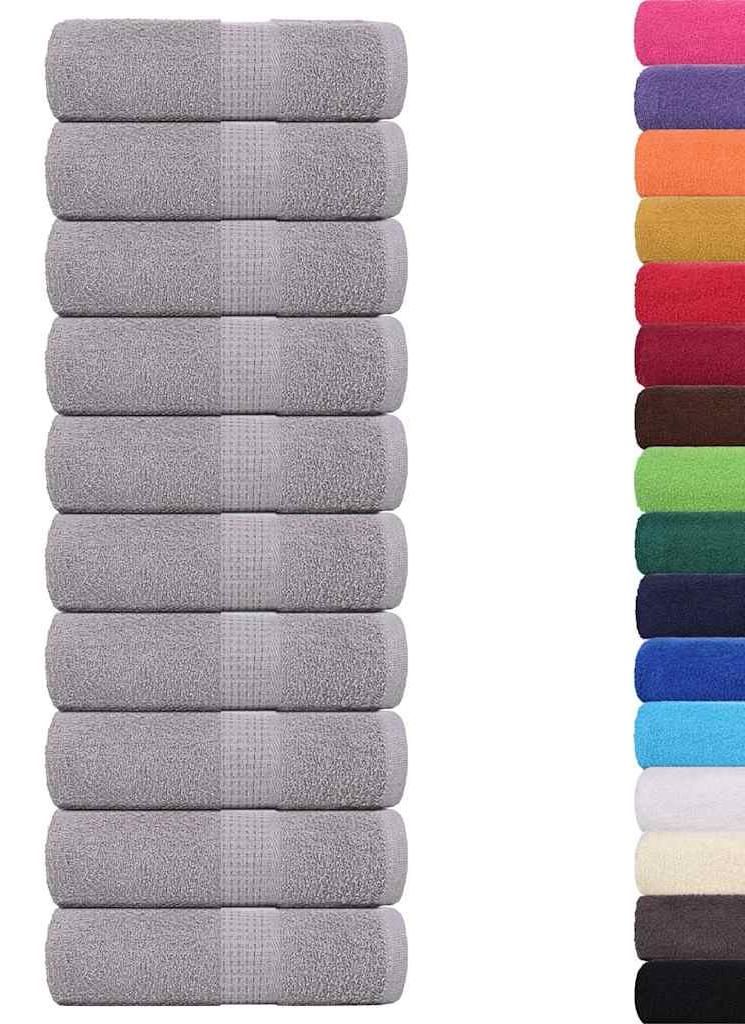 vidaXL Asciugamani per ospiti FROGN 10 pz. Grigio 30x50 cm Immagine del prodotto 