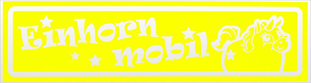 Kiwistar Einhorn Mobil invertiert Magnetschild Schild magnetisch - 30cm Neongelb - Magnetfolie für Auto PKW Kfz