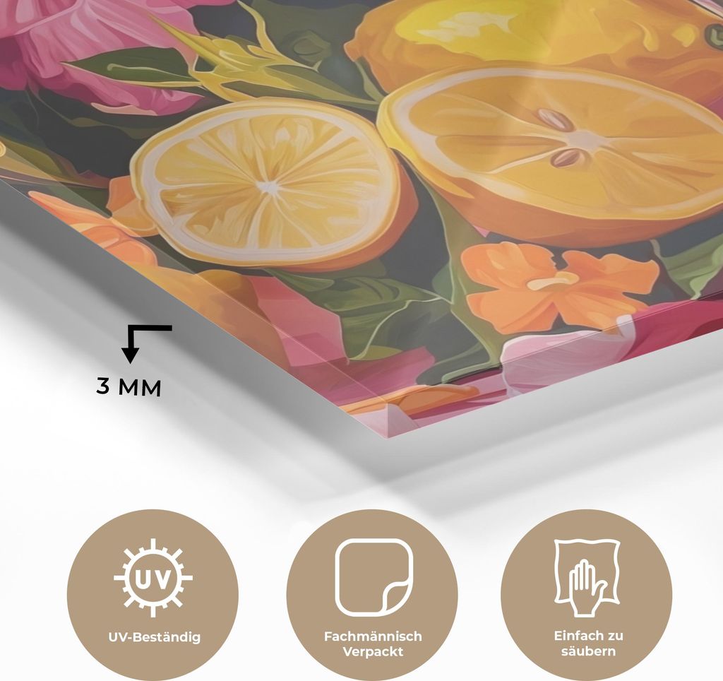 MuchoWow Glasbilder - Bilder auf Wandbild - Foto auf Glas Getränk - Blumen - Gelb 40x30 cm Wanddekoration aus Glas - Acrylglasbild - Acrylbilder -...