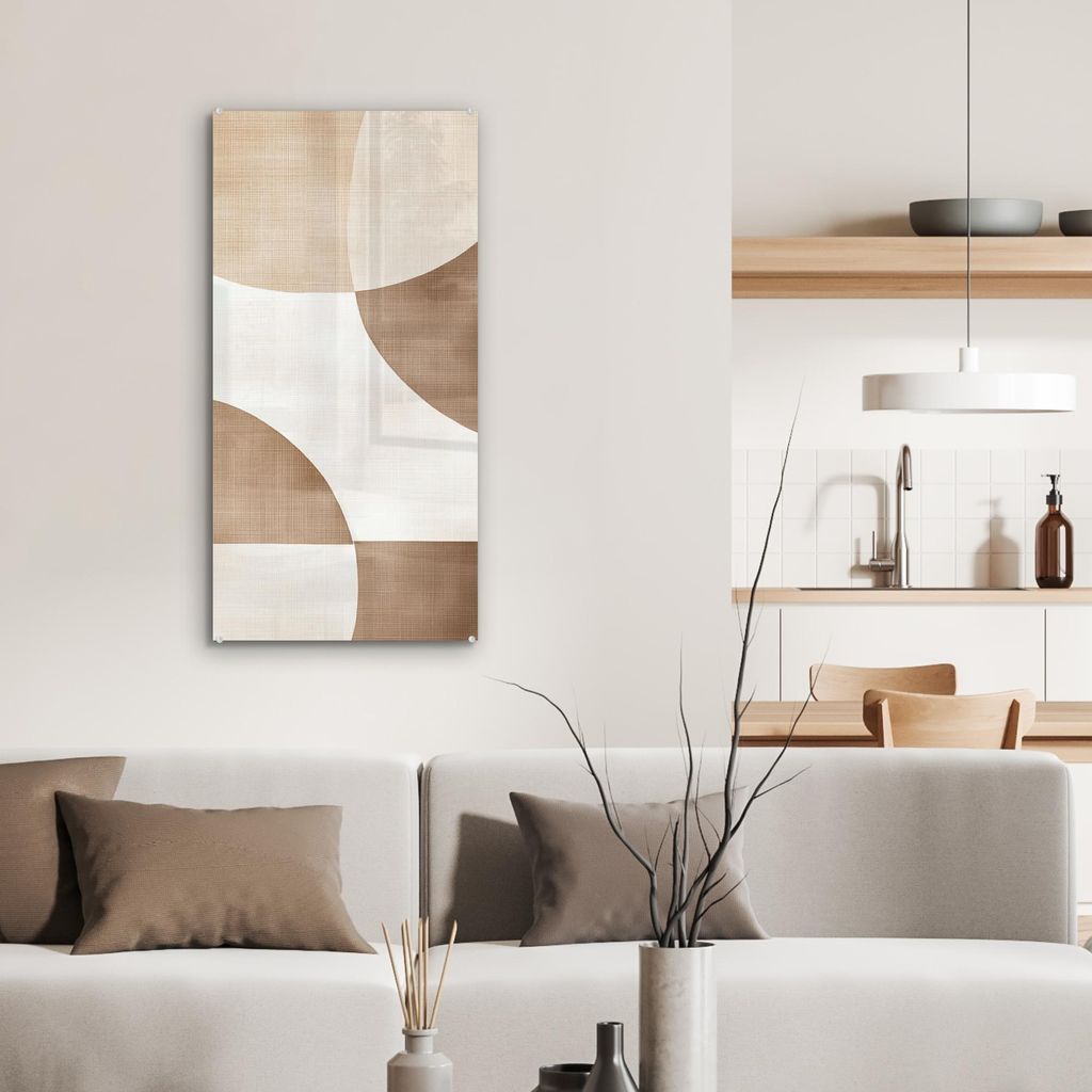 MuchoWow Glasbilder - Bilder auf Wandbild - Foto auf Glas sich schneidende Kreise - sich überschneidende Ebenen 40x80 cm Wanddekoration aus Glas -...