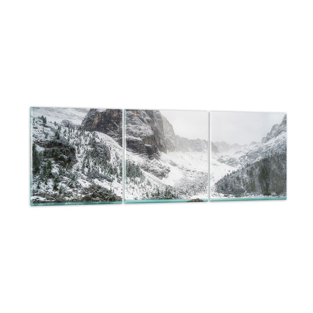 Bilder auf glas - 3 Teile - Berge See Schnee - 90x30cm - Glasbilder - Wandbilder - Bilder - zum Aufhängen bereit - Wanddekoration aus Glas - Glas ...