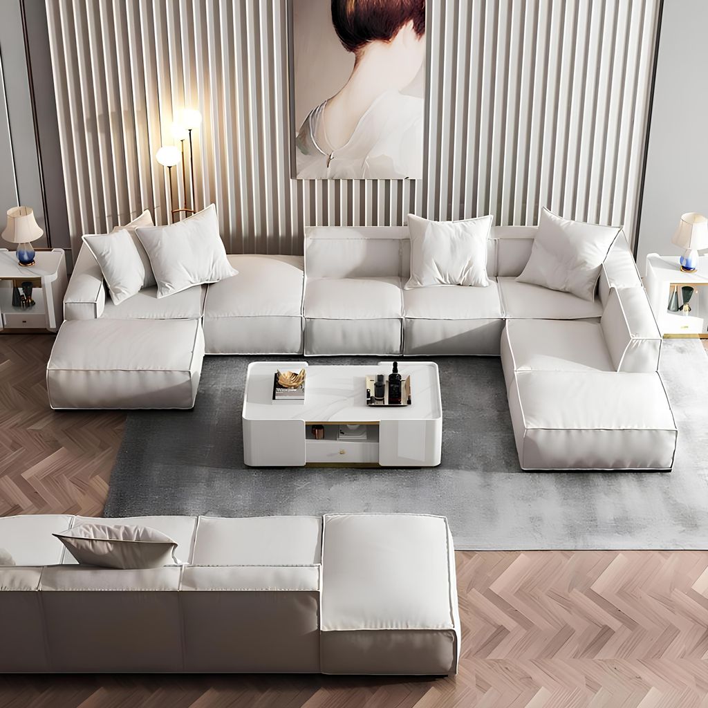 Wohnlandschaft Ecksofa U-Form Sofa Couch Design Couch Textil Modern Polster Neu