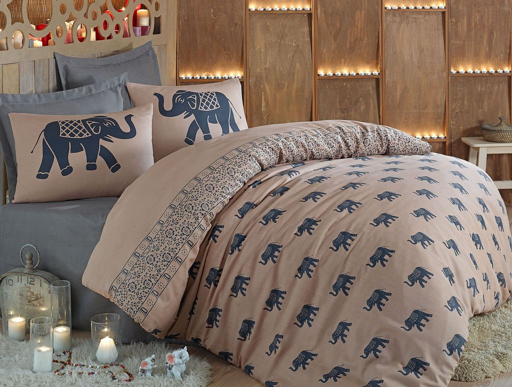 L'Essentiel Linge de Maison, Fil - Blue, Bettwäsche-Set, Blau, 65 % BAUMWOLLE / 35 % POLYESTER, 260 x 220 cm