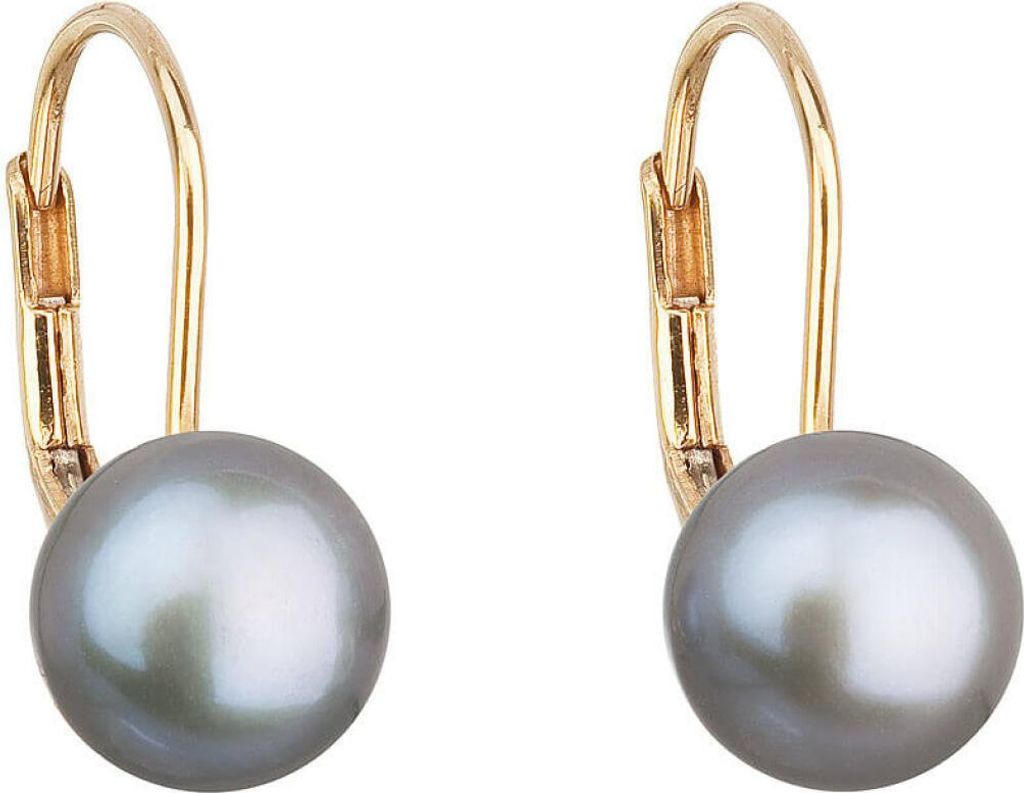 Gold pearl earrings with genuine pearls Pavon 921009.3 gray